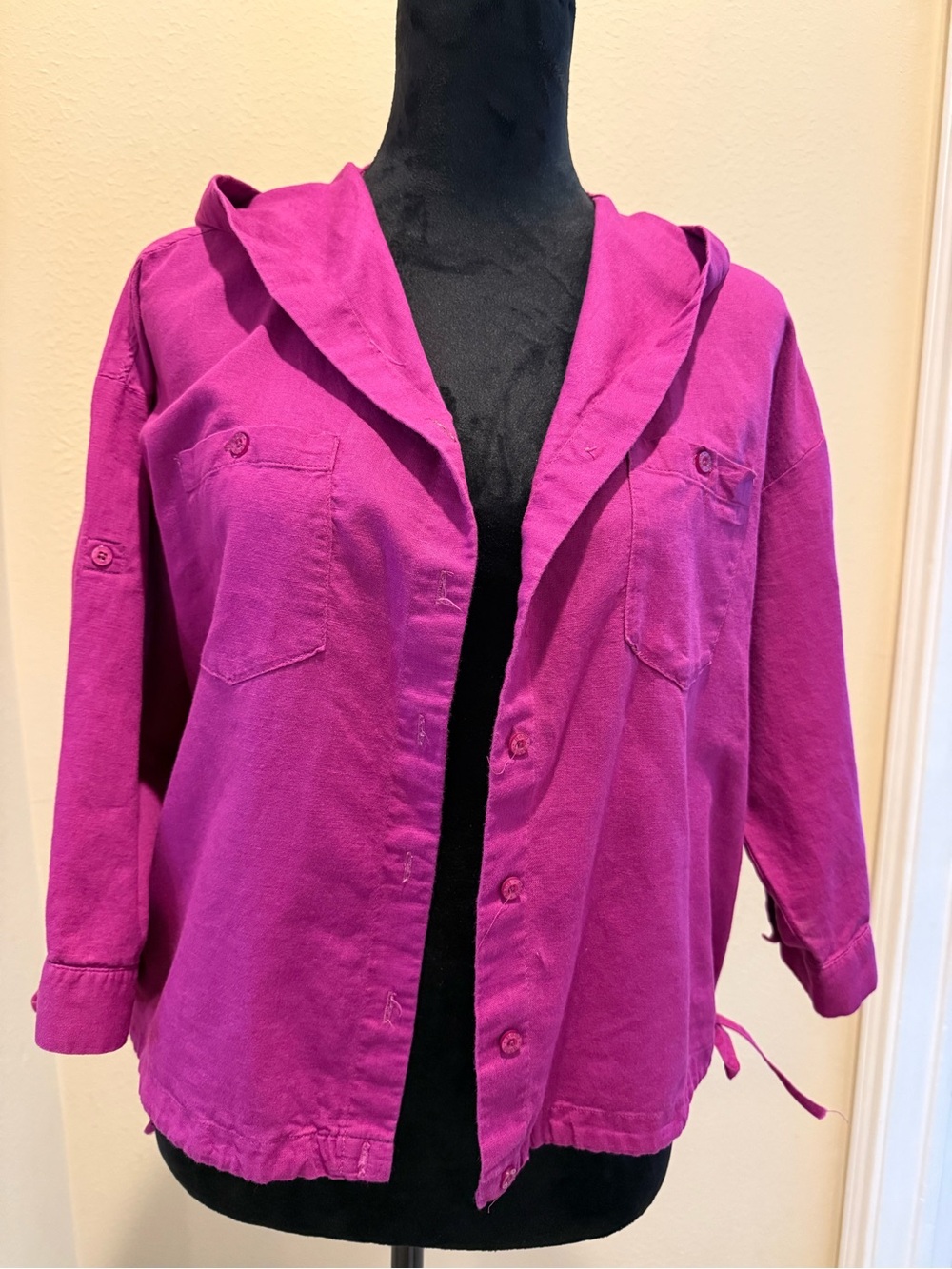 Women's Hooded Utility Jacket in Fuchsia size 95( small/medium)